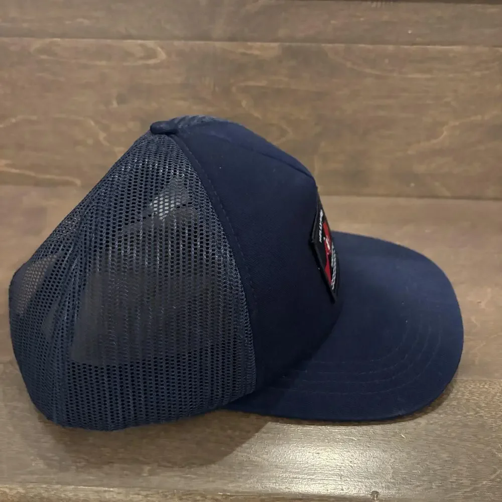 Helly Hansen Hat Cap Snap Back Navy Blue Mesh Trucker Patch Outdoor‎ Mens
